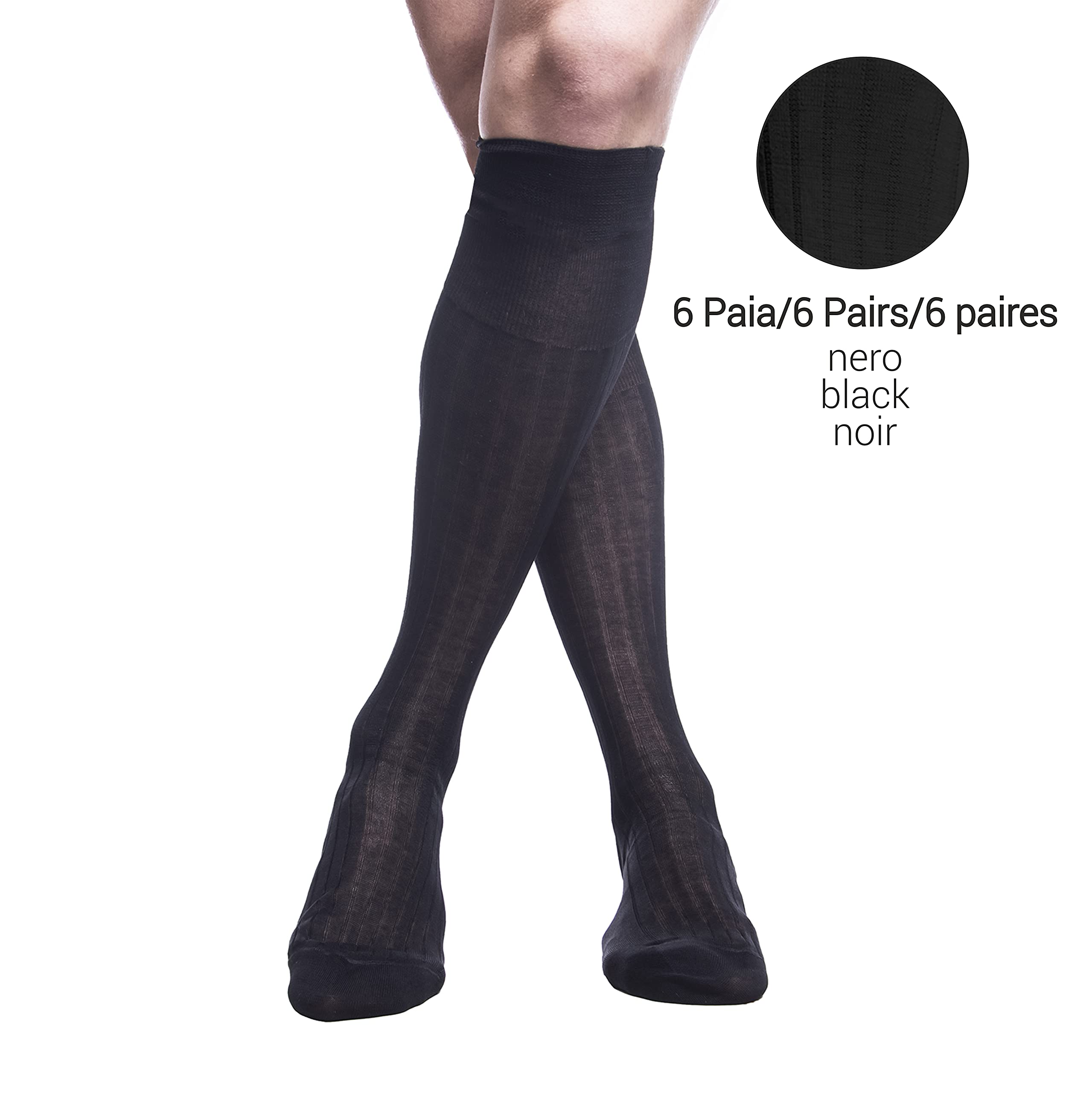 PETTI Artigiani Italiani - Calzini, Calze Uomo, Calzino Uomo, Calze Lunghe e Corte Uomo, 6 Paia Calze Uomo Filo di Scozia, 100% Made in Italy