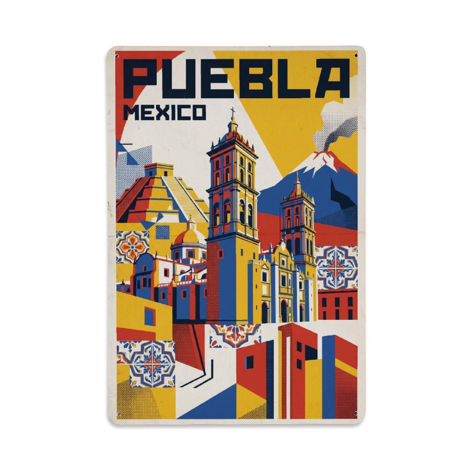 Travel Mexico Puebla Retro Metal Tin Sign