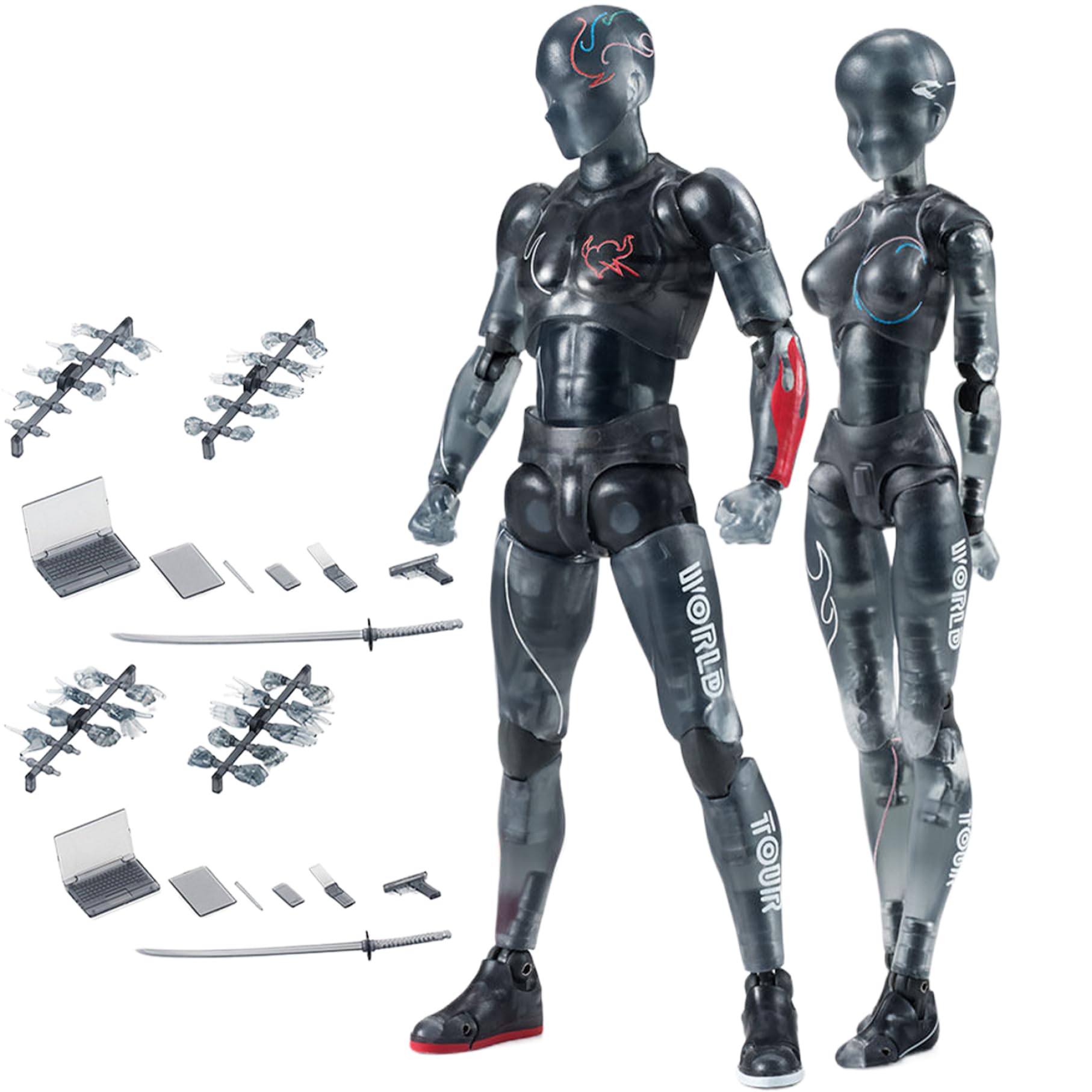 FIGURES D'ACTION 5.91In avec accessoires de bras inclusifs gestes mobiles dessinant le mannequin posable de figure décorative Action Figure Corps Cadeau pour la tablette table (femme)
