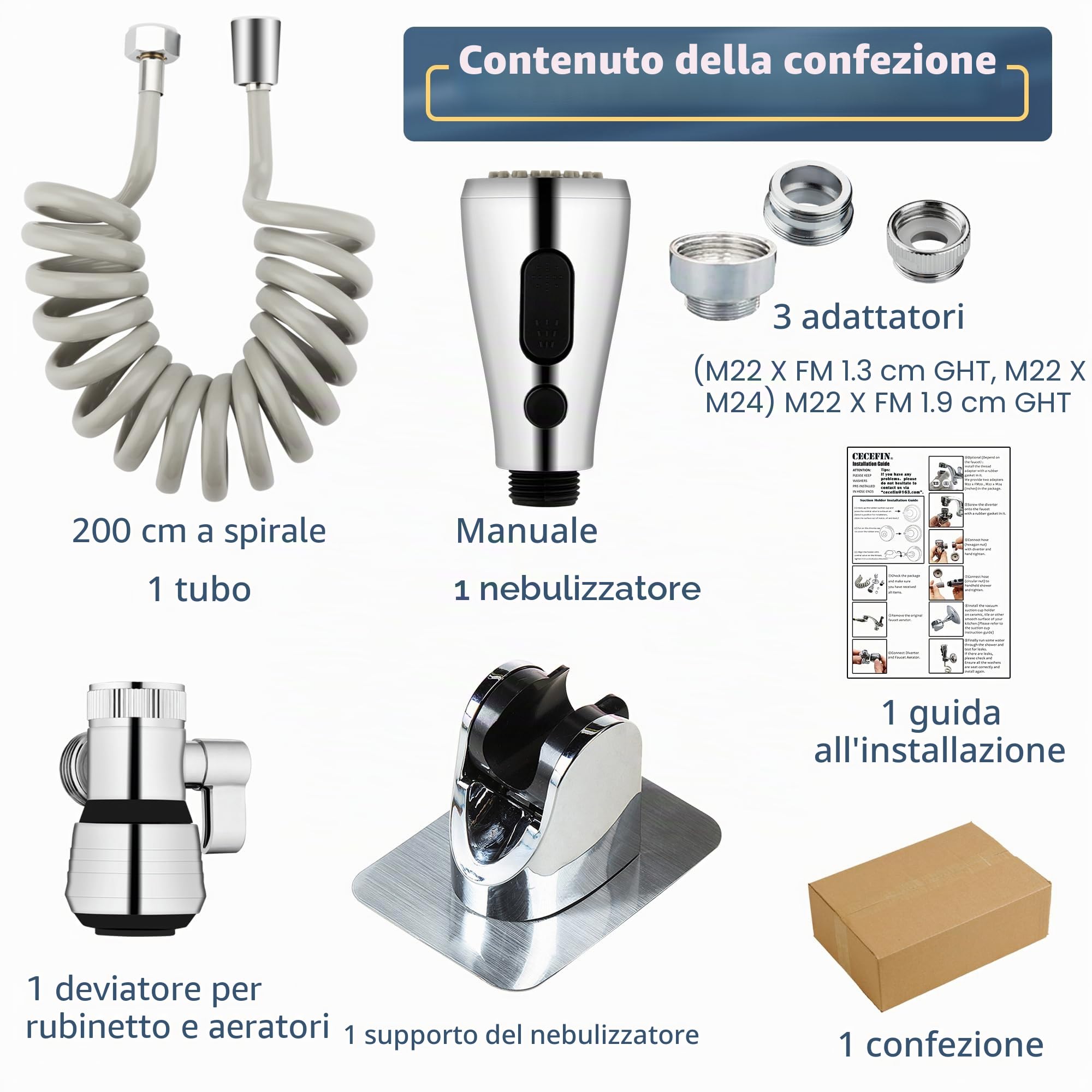 Spruzzatore per lavello da cucina, testa di ricambio per rubinetto con tubo di rinculo da 200,7 cm e supporto, aeratore e valvola deviatrice per rubinetto a risparmio idrico, set di attacco per