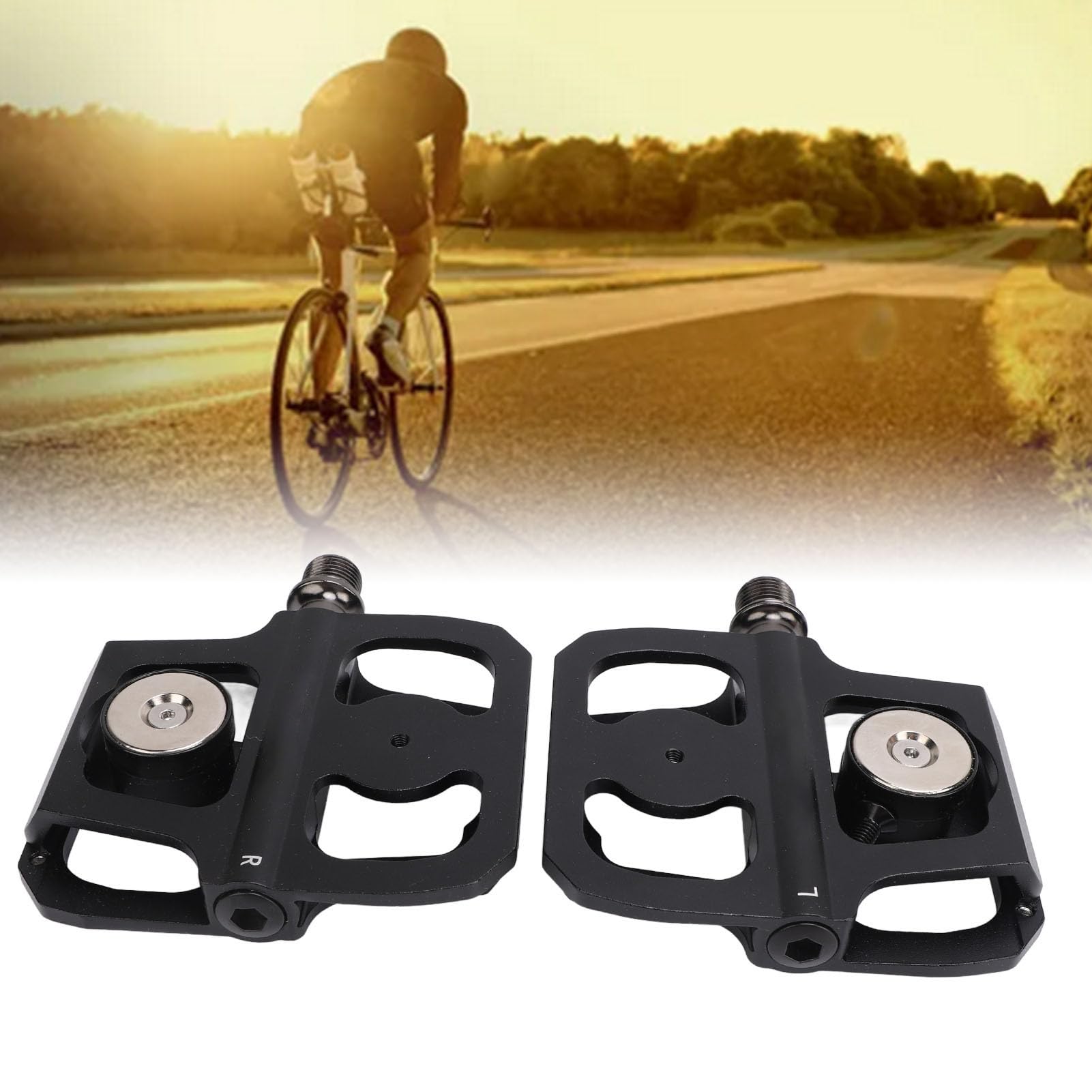 Pedales de bicicleta con rodamiento DU sellado, pedales de plataforma plana de aleación de aluminio con eje de acero y interfaz roscada universal