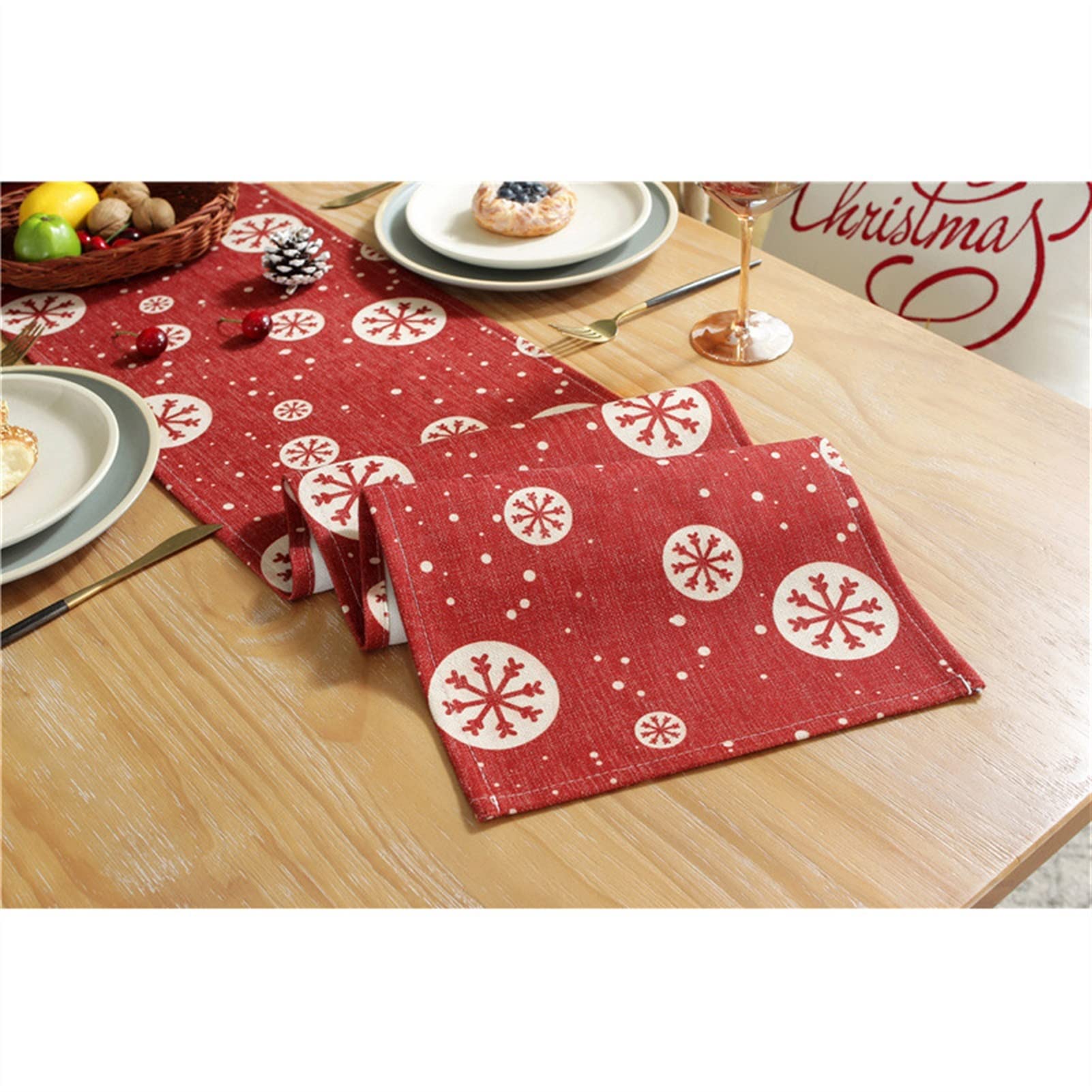 Elegante y lujoso Decoración De Navidad Tabla De Mesa Corredor Verde Árbol De Navidad Grueso Algodón Lino Mesa De Comedor Tabla De Té /TELEVISOR Mantel De Gabinete Regalos navideños(C,30*260cm)