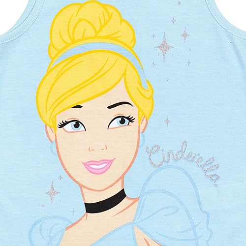 Miniatura 6 de Disney Princess Cenicienta Belle Moana Ariel Rapunzel Jasmine - Camiseta sin mangas para niñas pequeñas, paquete de 3 unidades