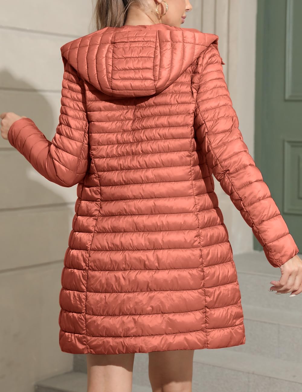 Bellivera Women's Quilted Lightweight Puffer Jacket, Winter Coats for Women Long Padded Bubble Coat - Image 5