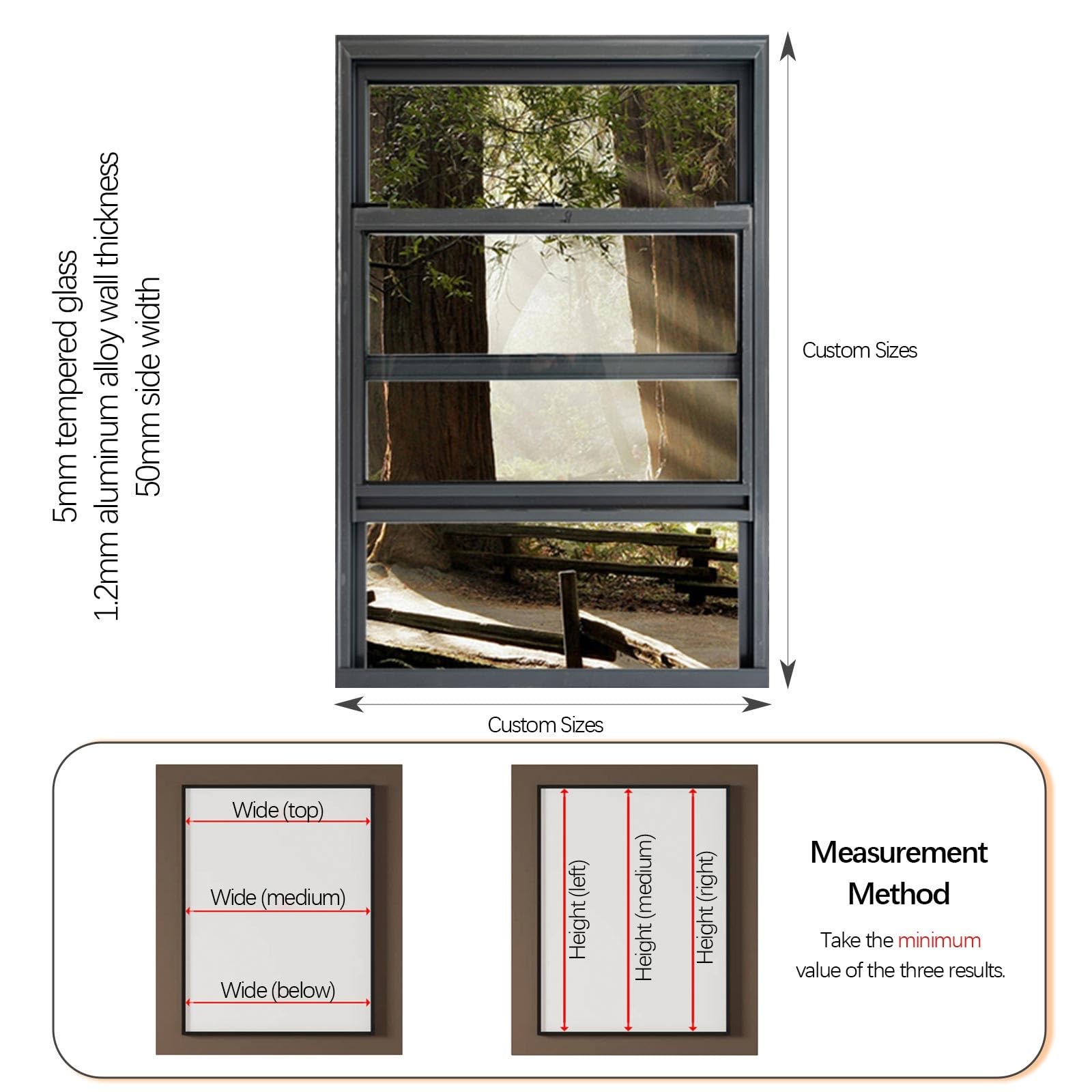Ventana De Guillotina Con Manija De Sótano Corrediza Vertical Para Concesiones Ventanas Aluminio Correderas Perfectos Para Ventanas De Jardín, Ventana De Garaje Y Sótano(Black,100X100CM)