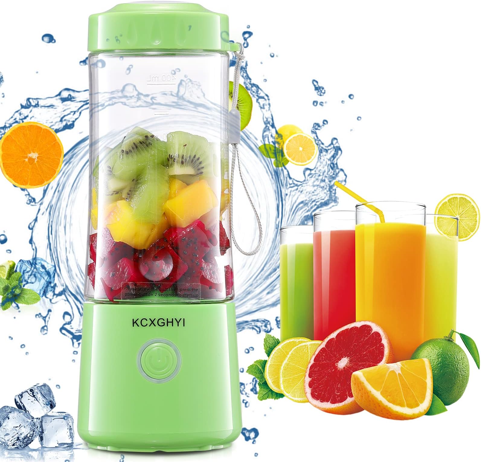 Portable Blender, Personal Size Blender for Smoothies, Freshly Squeezed Juices, Milkshakes and Baby food, Mini Blender 20 oz BPA Free, Suitable for Outdoor Sports, Family, Travel. (Green)