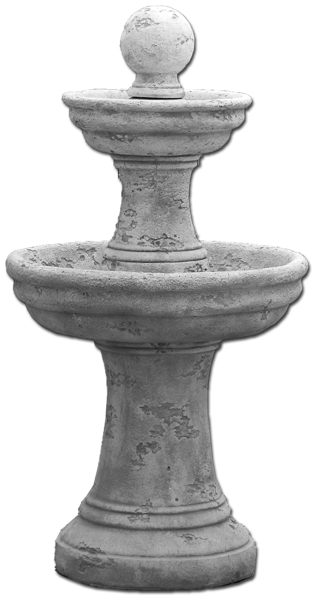 Dwupoziomowa fontanna, styl antyczny, vintage, wykonana z odlewu, dekoracja ogrodowa, obieg wody w szafie