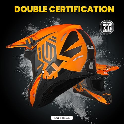 Miniatura 2 de ILM DOT&ECE - Casco de motocross para adultos y jóvenes, casco de motocross, motocross, BMX, todoterreno, doble deporte, casco de cara completa para