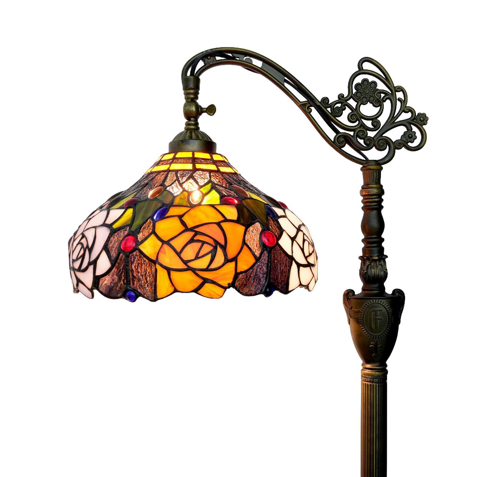 Lampa podłogowa Tiffany Vintage Stojąca lampa w stylu różanych kwiatów Witrażowa lampa podłogowa Rustykalna lampa podłogowa z regulowanym kątem nachylenia do dekoracji wnętrz Salon Sypialnia