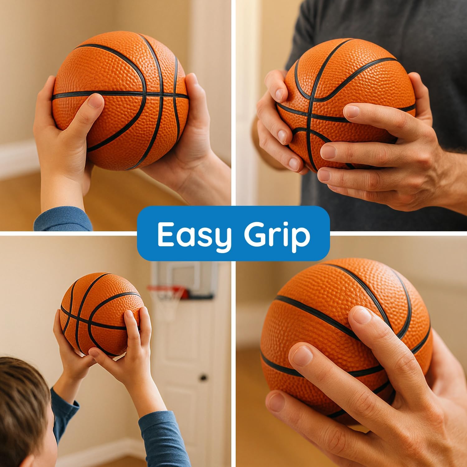 Botabee 5-Inch Mini Basketball Balls Set of 3 - Ideally Sized for Boys, Toddlers - Indoor and Outdoor Pool Basketball for Mini Hoops - Exciting Over The Door Ball Games - Orange and Black