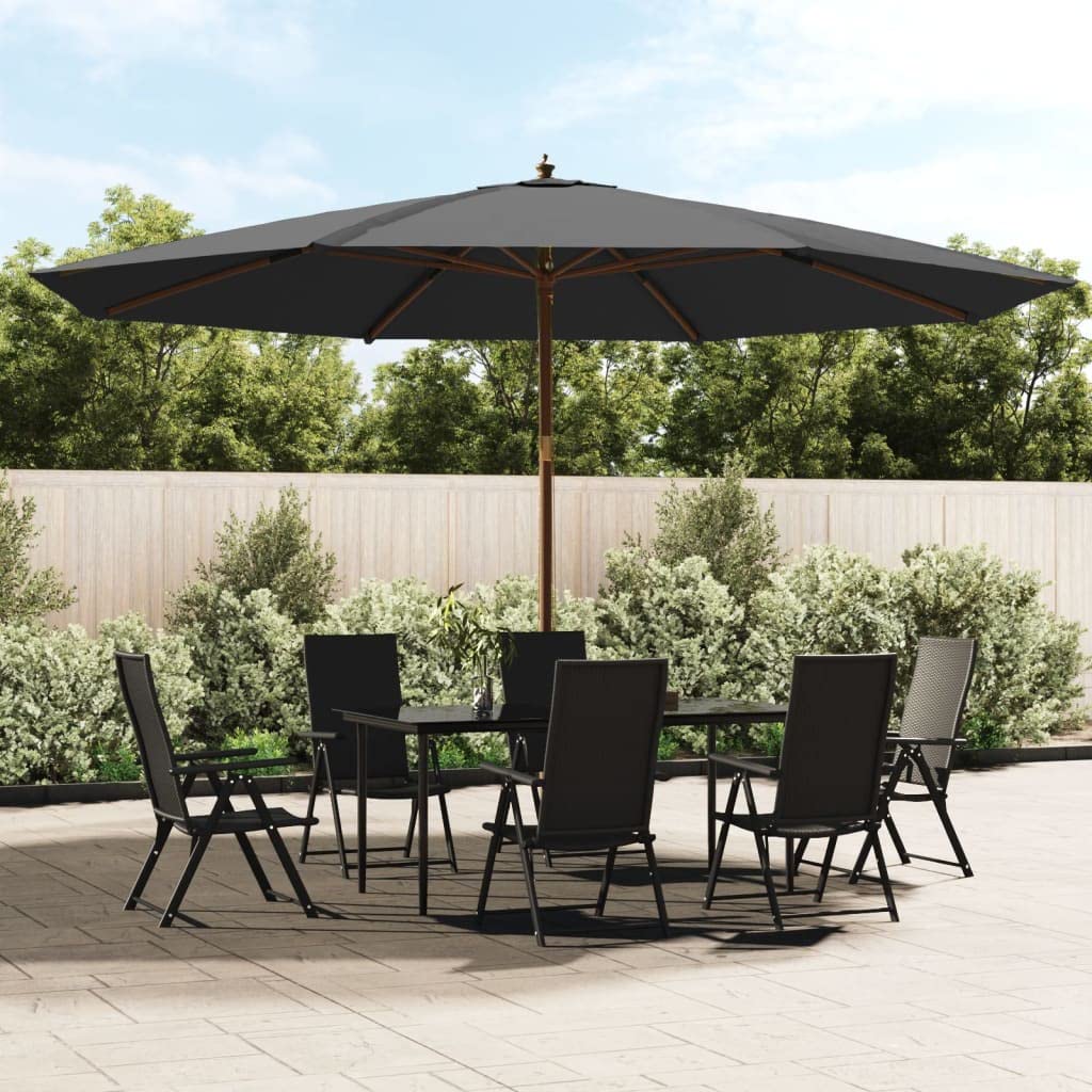 Parasol de jardin imperméable avec poteau en bois gris anthracite 400 x 273 cm Protection UV pour patio, extérieur, piscine, restaurant et café