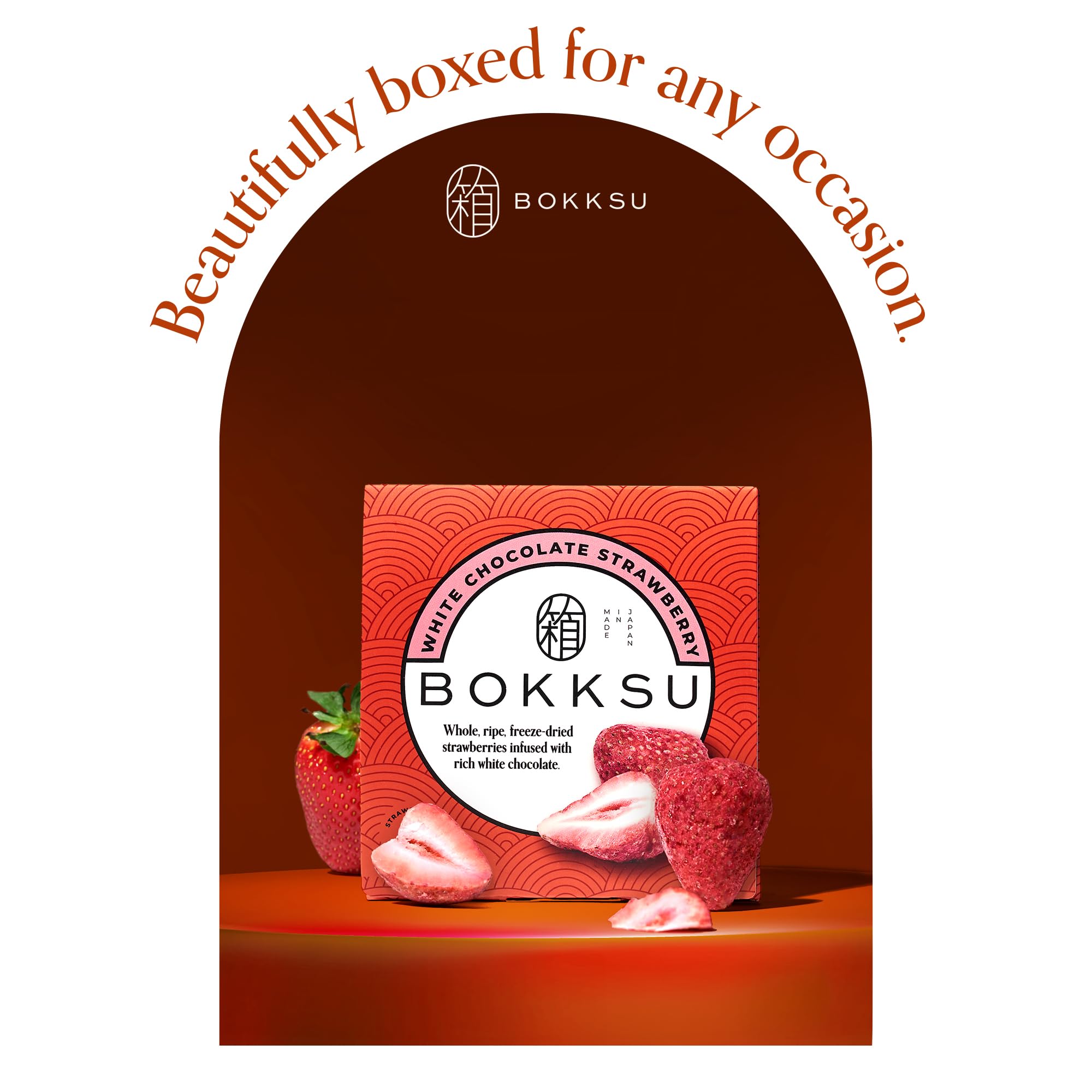 Bokksu White Chocolate-Infused Freeze Dried Strawberries 6-Piece Box () - Authentic Japanese Individually Wrapped Freeze Dried Strawberry Fruit Snacks in Elegant Gift Box: 4-Pack