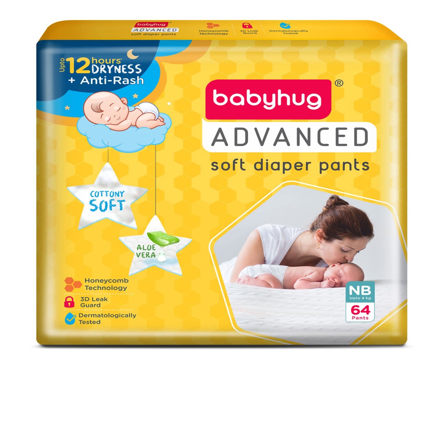 Babyhug Polyethylene Advanced Pant Style Diapers New Born (NB) Size - 64 Pieces-image-16