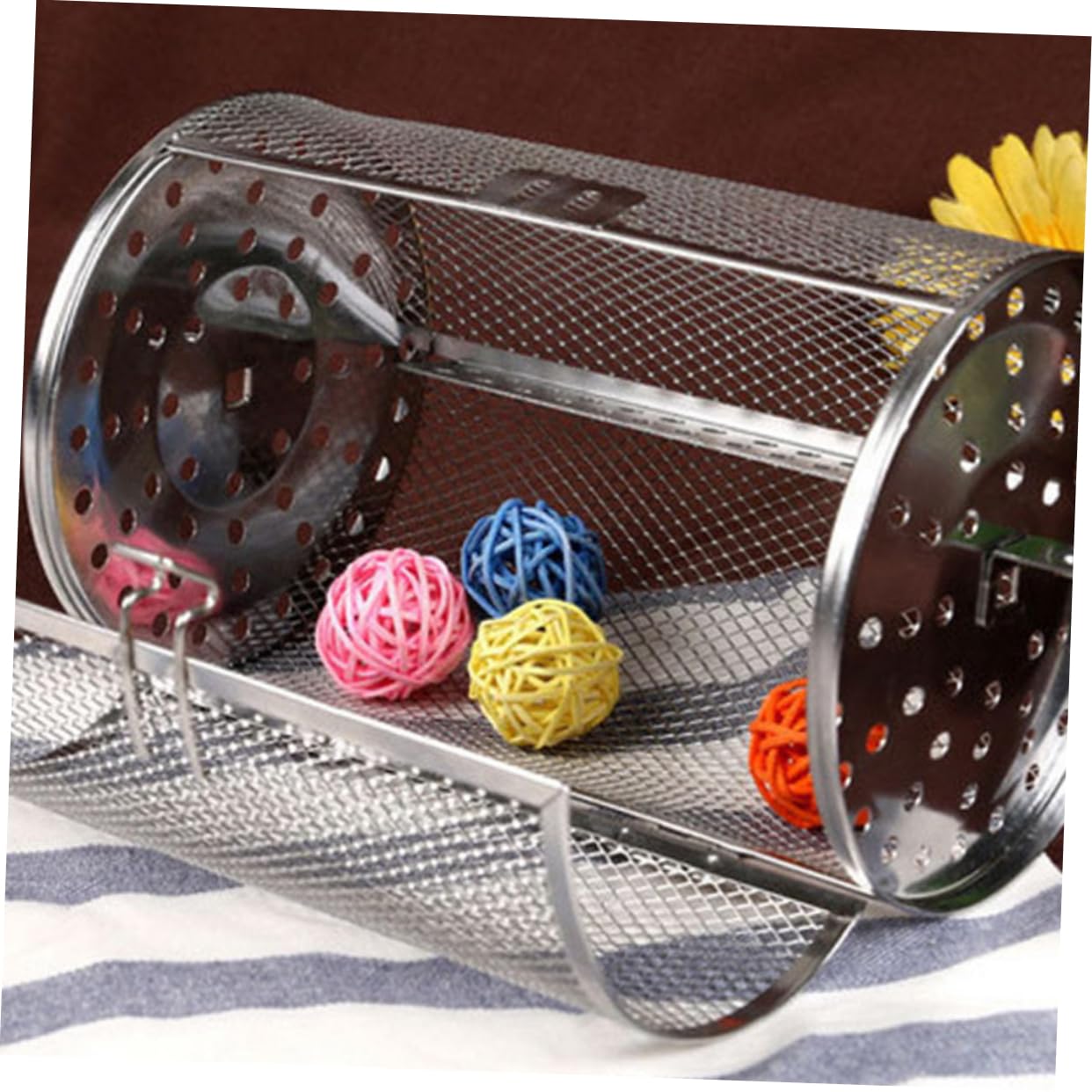 VOSAREA 2Pcs Stainless Steel Grilled Cages for Electric Oven Rotating Grill Baskets for Vegetables Meats Tools for Barbecue Baking