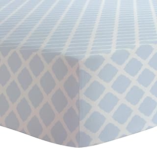 Kushies Crib Sheet, Soft 100% Breathable Cotton Flannel, Made in Canada, Blue Lattice