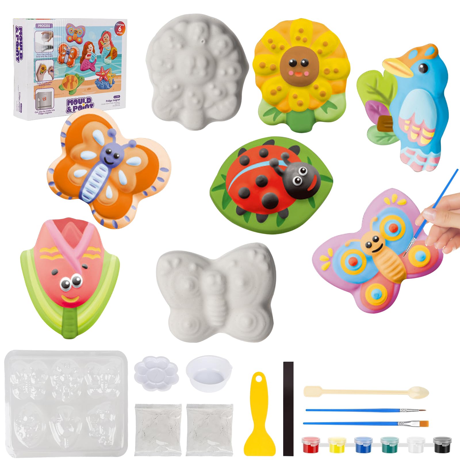 HYDROGELIX® Unicorns - Kit Pittura Gesso Per Bambini 4-9 Anni Con Stampi E Colori - 6