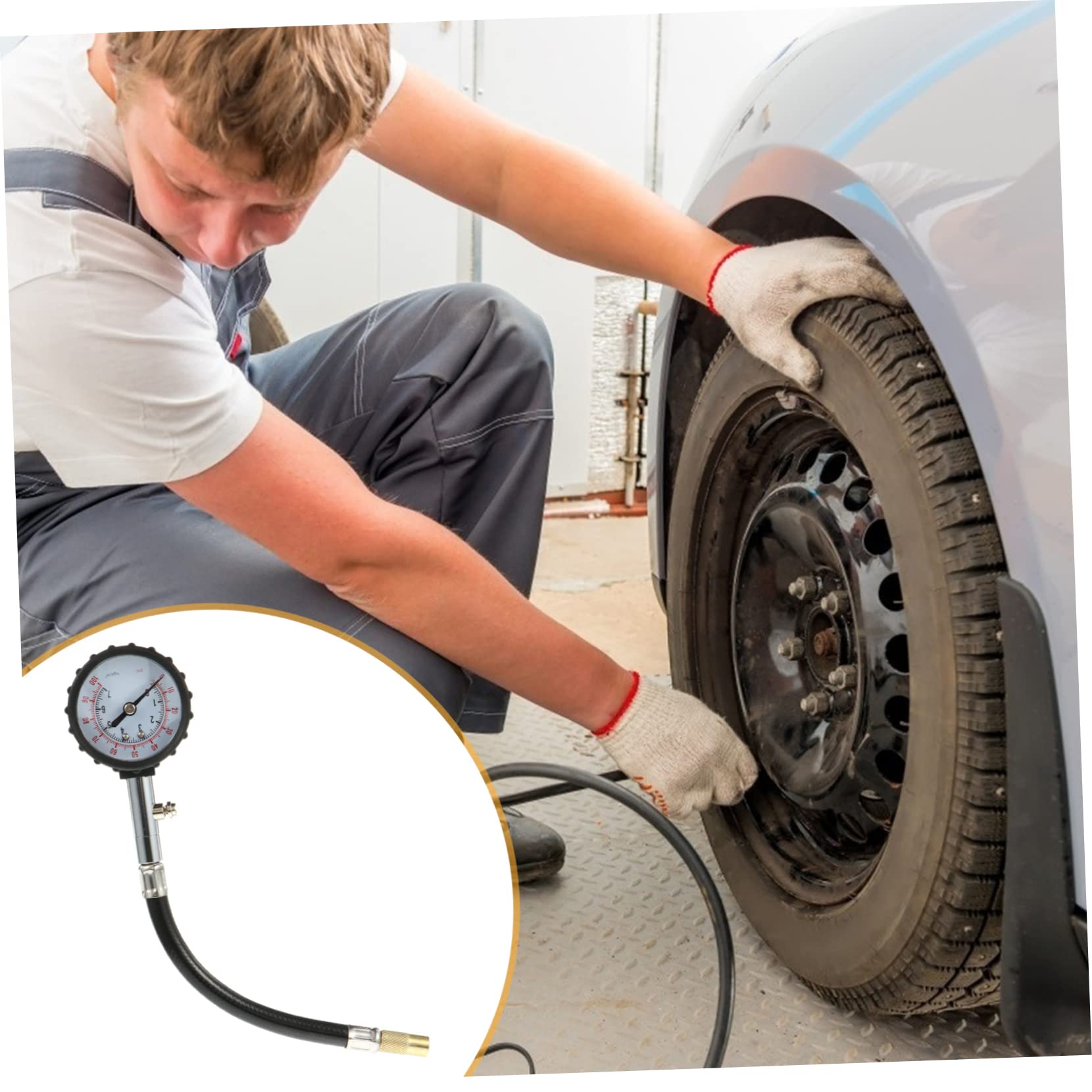 GLEAVI 3pezzi Misuratore Di Pressione Pneumatici Per Auto Con Tubo Flessibile Manometro Per Gonfiaggio Pneumatici Compatto e Facile Da Usare Adatto Auto e Furgoni Controllo Preciso Della