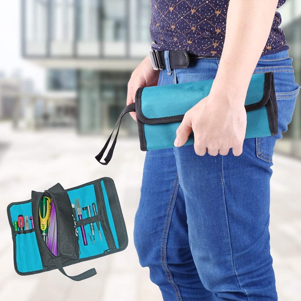 Tools Roll Holder Foldable Storage Bag Roll Up Tool Pouches for Professional Electrician Techincian Homeowner with Hand Strip