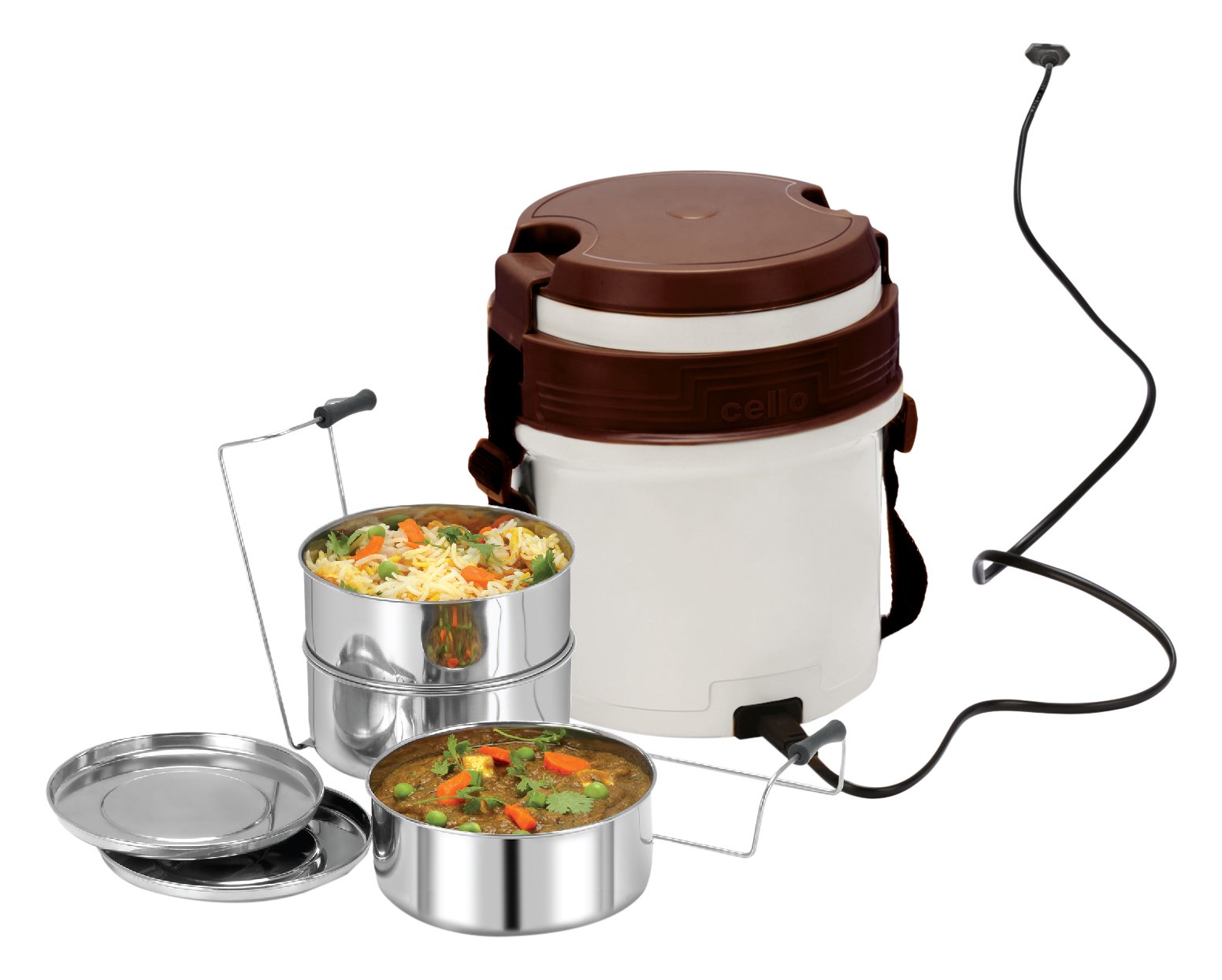 CELLO Newton Plastic Electric Container Lunch Box (White Brown) - Set of 3 (B01FXWXBQY) Amazon Price History, Amazon Price Tracker
