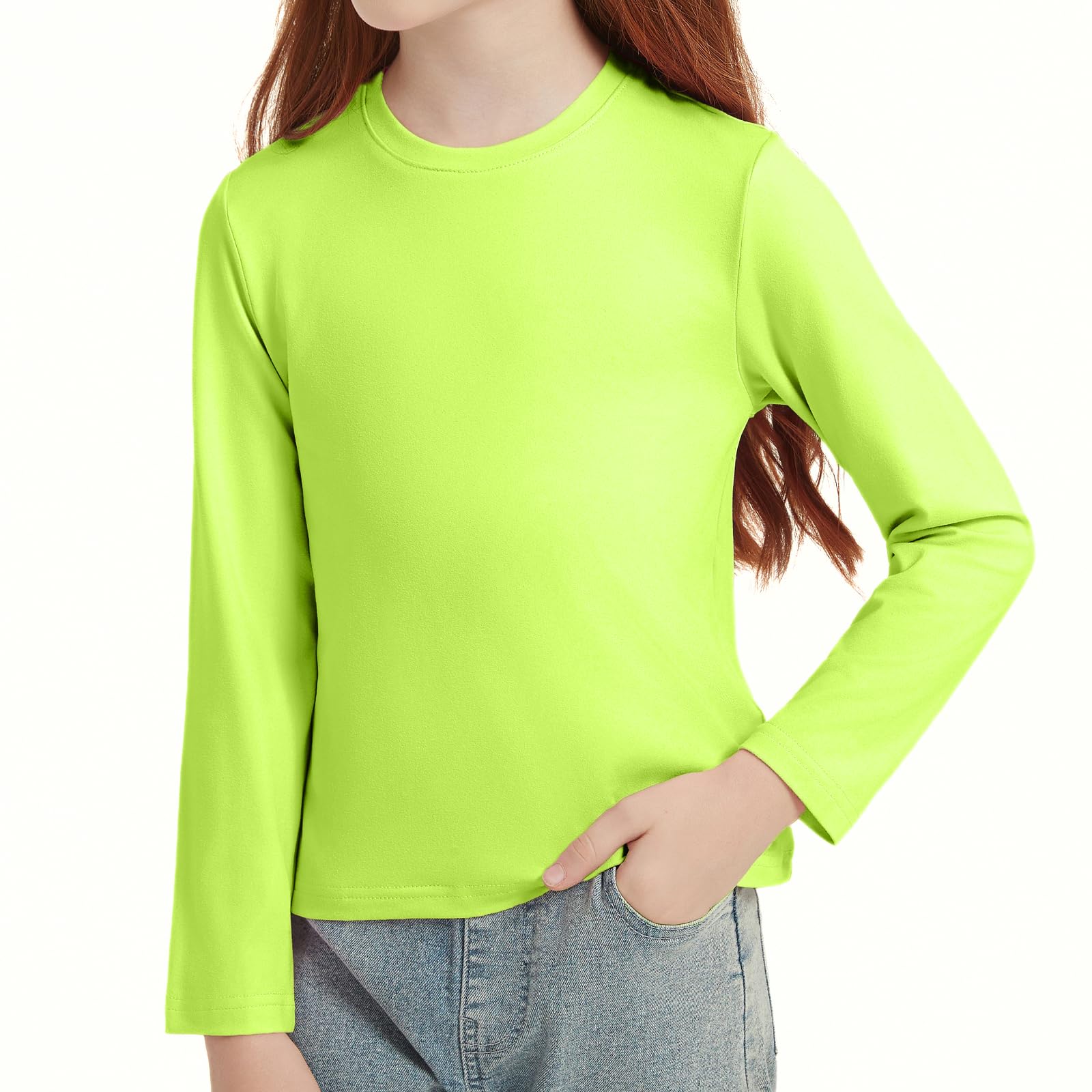 STYDAZZ Langarm T-Shirt Mädchen Basic Tops Einfarbig Kinder Tshirts Casual Rundhals Tees Oberteile 4-14 Jahre