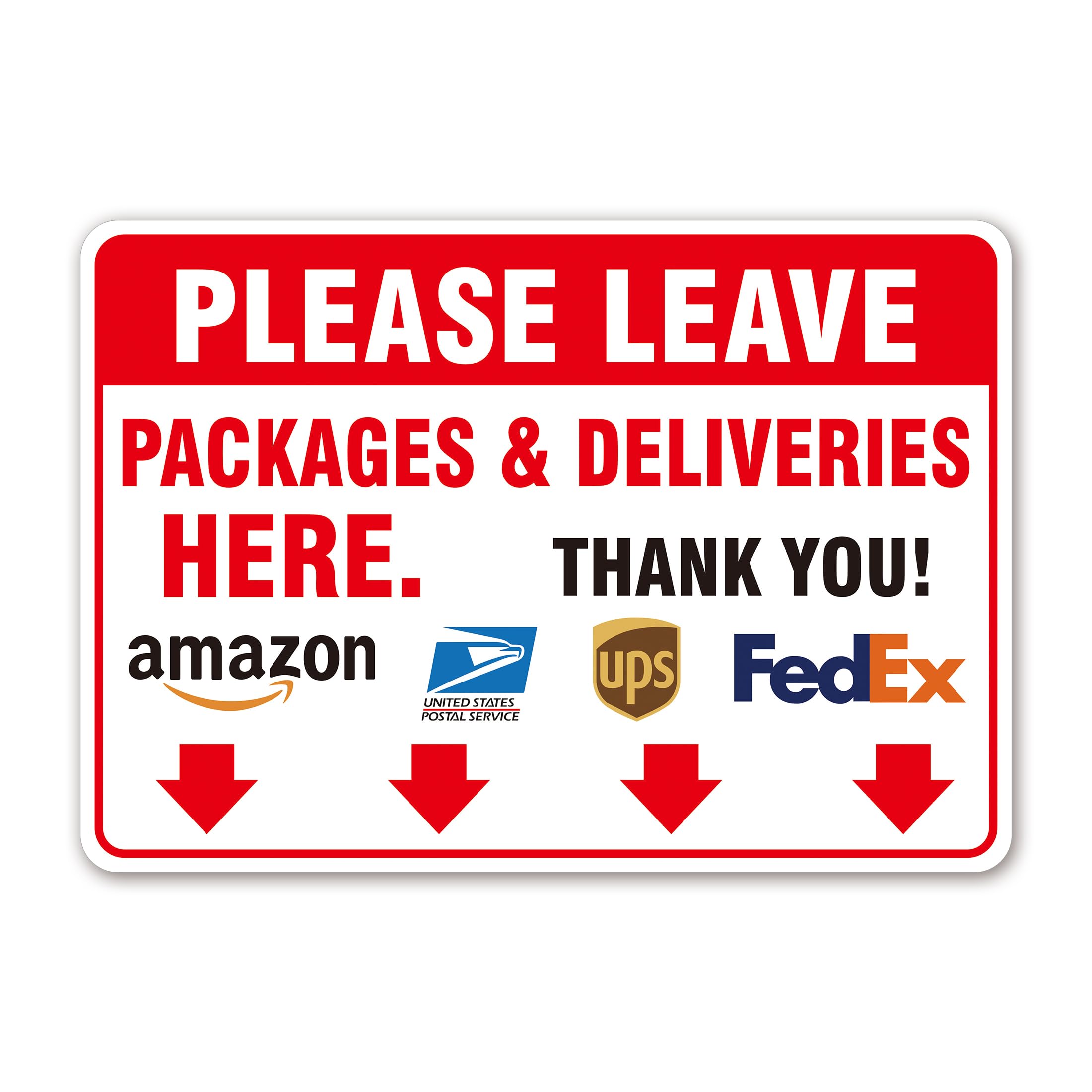 Please Leave Packages and Deliveries Here Sign,Metal tin sign Durable Deliver All Packages Here Sign with Arrows, Delivery Signs for Home, Office, Shop, Packages Box, Door