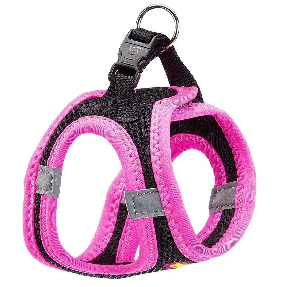 Ferplast Small Dog Harness KAORI XXXS, Breathable, Padded and Adjustable Cat Harness, Easy to Wear, Reflective Edges, Chest 24-28 cm. Rose