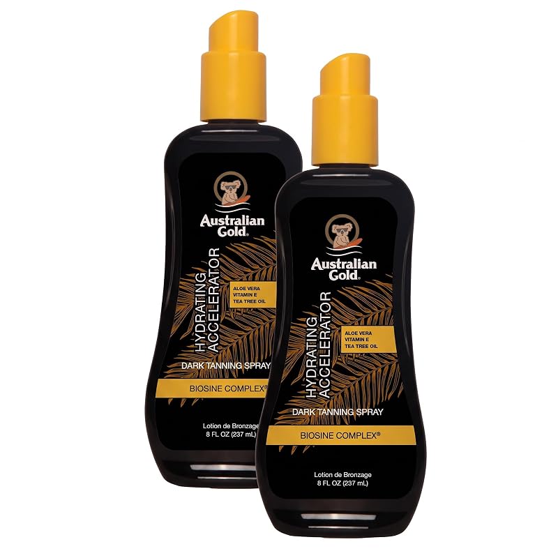 Australian Gold Gel Spray Acelerador de Bronzeado Dark Tanning Accelerator, 240 mL, Pacote com 2