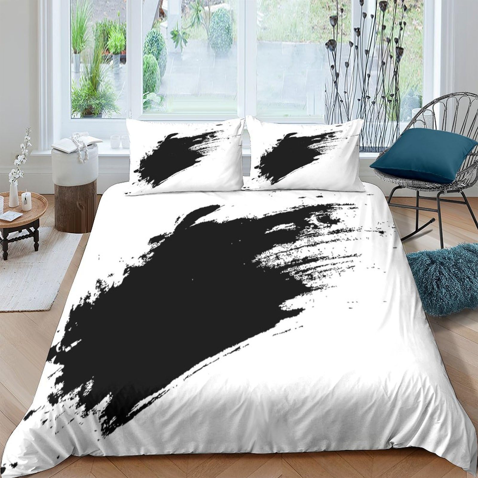 Ctjqhvkz Style-10 3D Printed Abstract Black Splash Fitted Sheet Microfiber Soft Bed Cover For Bedroom Guest Room Mattress Decor Single（135X200cm）