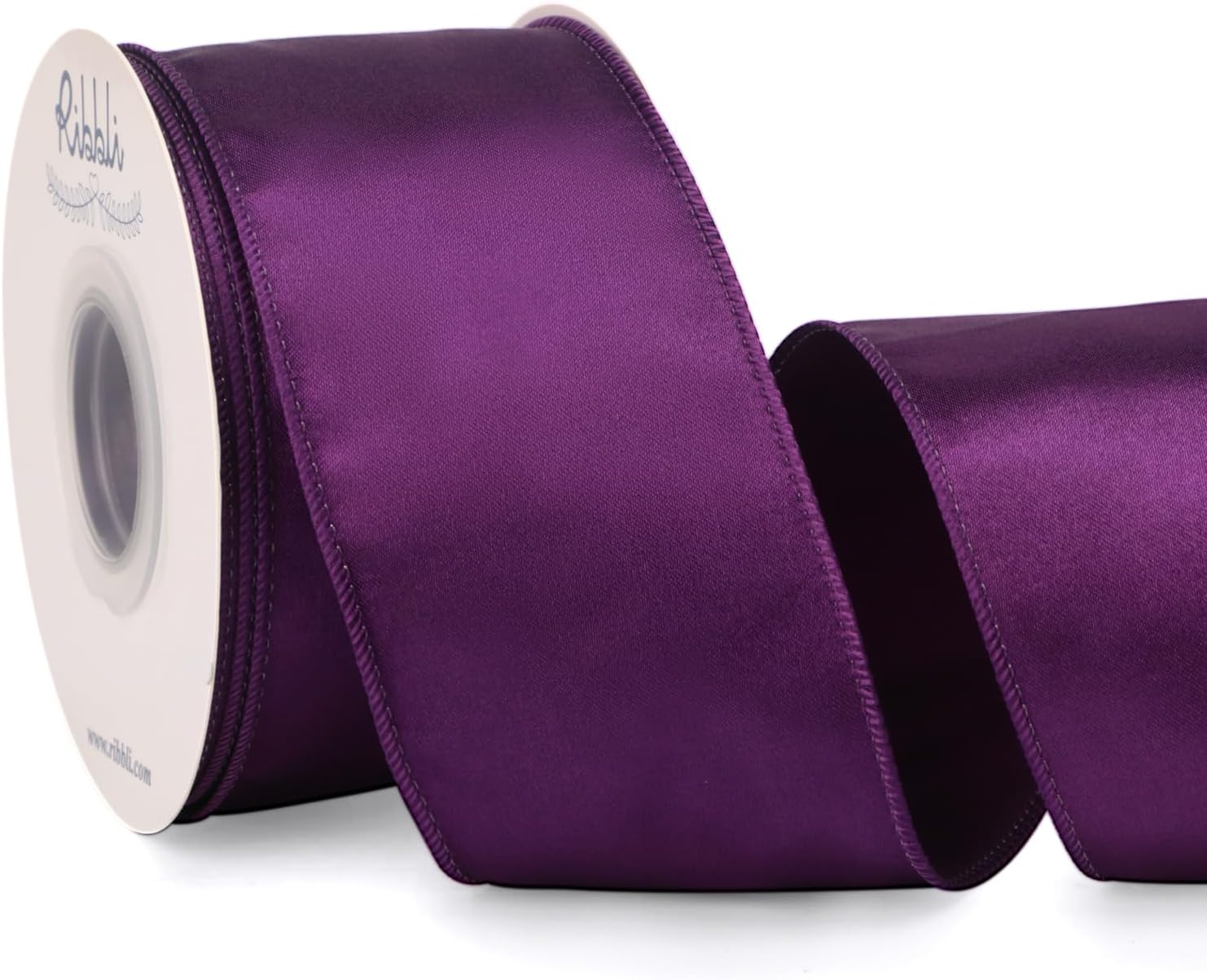 Amazon.com: Ribbli Purple Satin Wired Ribbon 2.5 Inch Purple Christmas ...