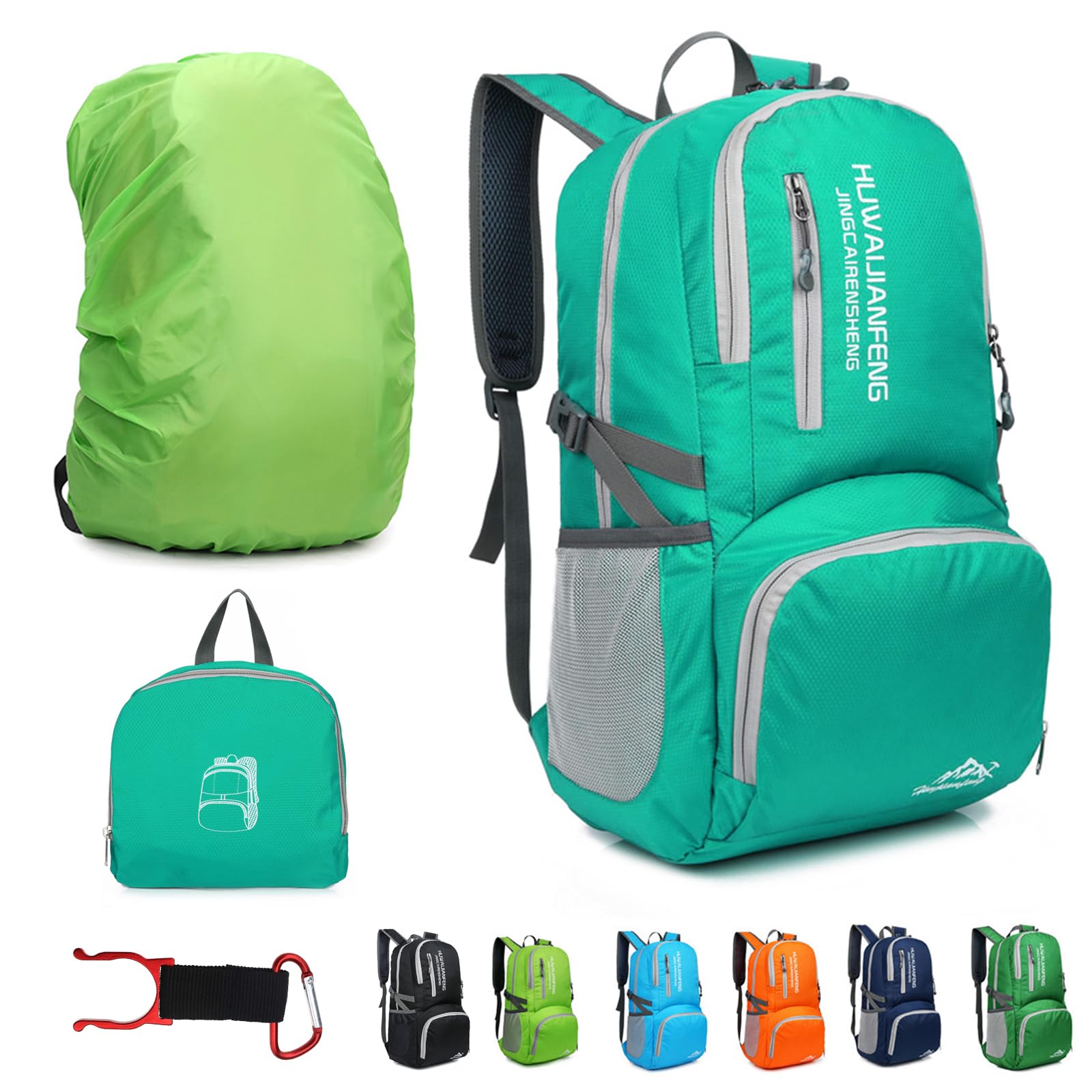 Lywencom 30L Foldable Hiking Backpack Ultralight Waterproof Daypack(Aqua)