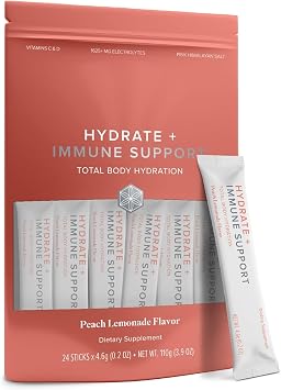 Isagenix Hydrate + Immune Support, Peach Lemonade, 24 Servings