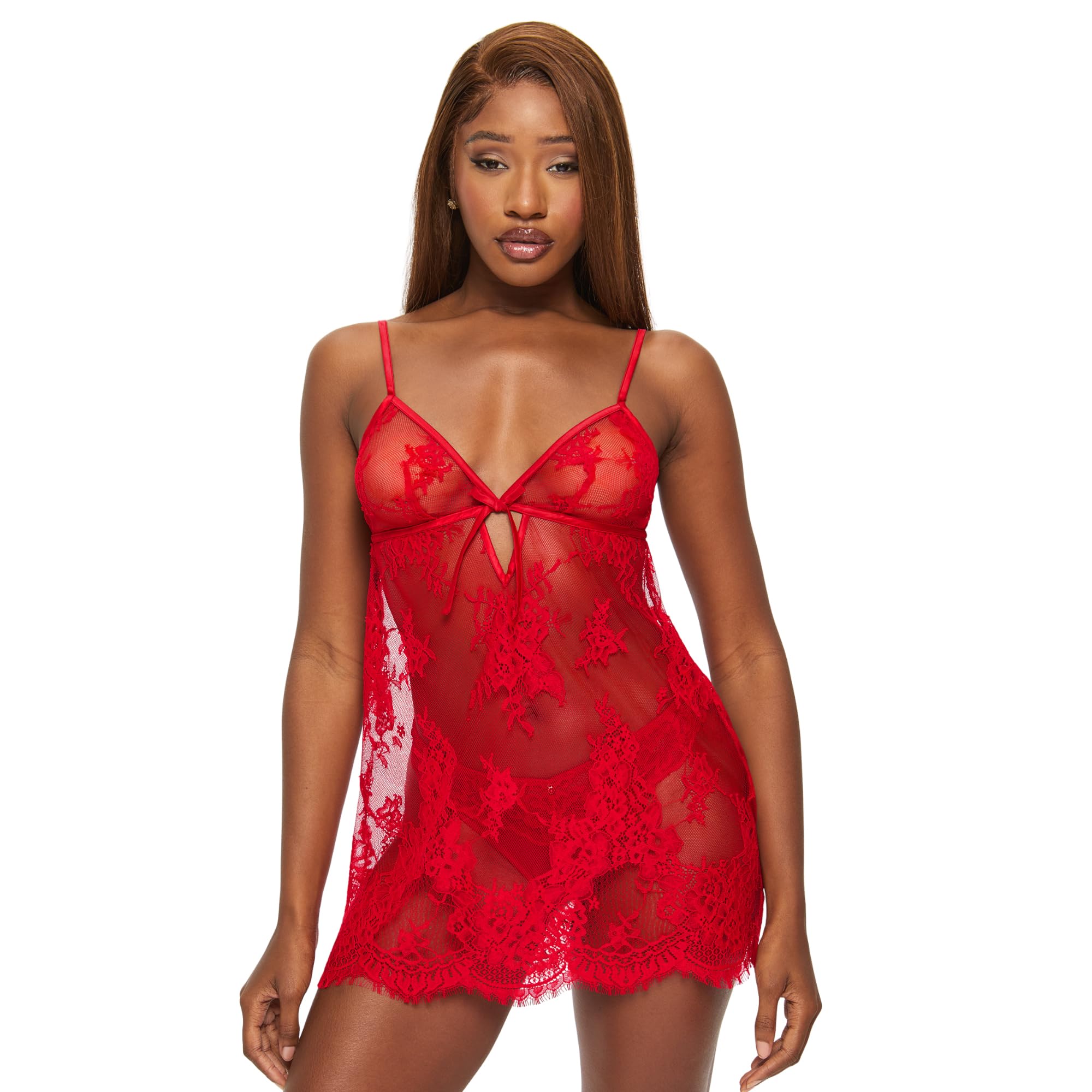 Ann Summers Red Availing All Over Lace Chemise Lingerie, X L