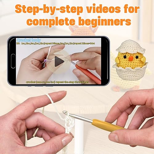 Miniatura 7 de wokdsbl Kit de ganchillo para principiantes con hilo personalizado de alta calidad mejorado y tutoriales en video paso a paso, regalo ideal para