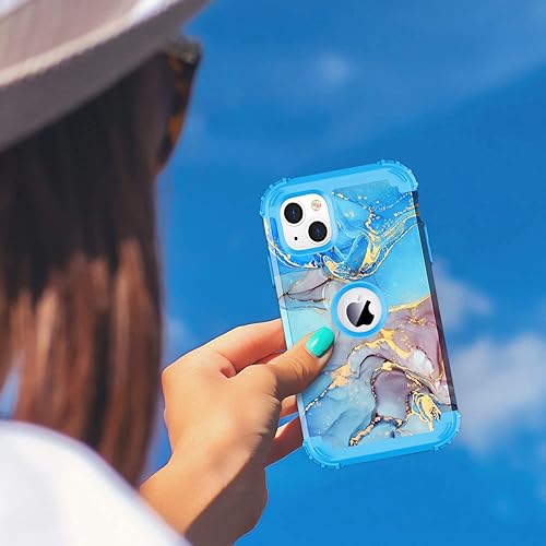 Miniatura 7 de Funda para iPhone 13, tres capas de alta resistencia a los golpes, protección de plástico duro + funda protectora híbrida de goma de silicona suave