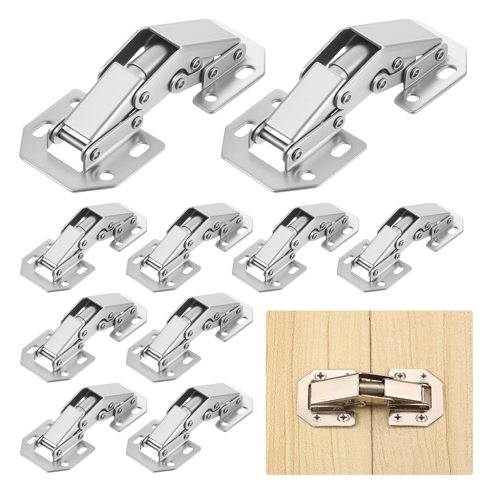 10 Pcs 90 Degree Soft Close Cabinet Hinges, Kitchen Cupboard Door Hingess, Full Overlay Mute Hydraulic Concealed Hidden Door Hinges for Bedroom Bathroom Wardrobe Doors Hardwares