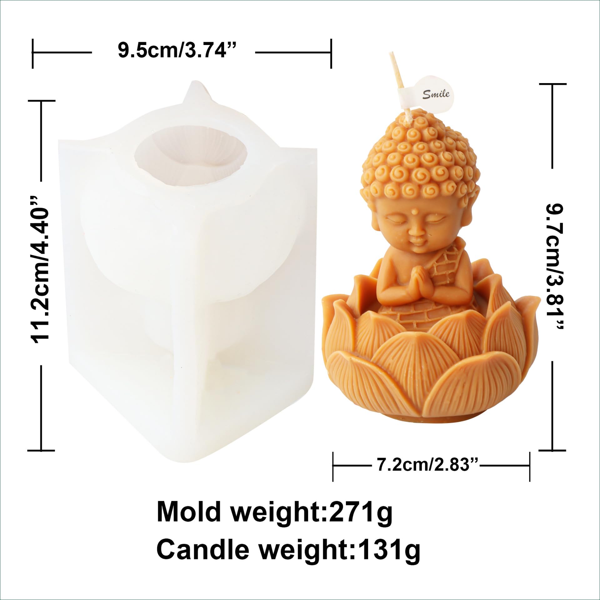 Moules Silicone Bouddha 3D - Lot De 2 - Pour Bougies, Savons, Résine - DIY Facile Et Réutilisable