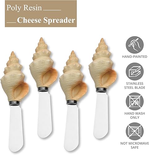 Miniatura 8 de Supreme Housewares Cuchillos esparcidores de queso y mantequilla, 4 piezas, mango de resina pintado a mano con hoja de acero inoxidable, juego