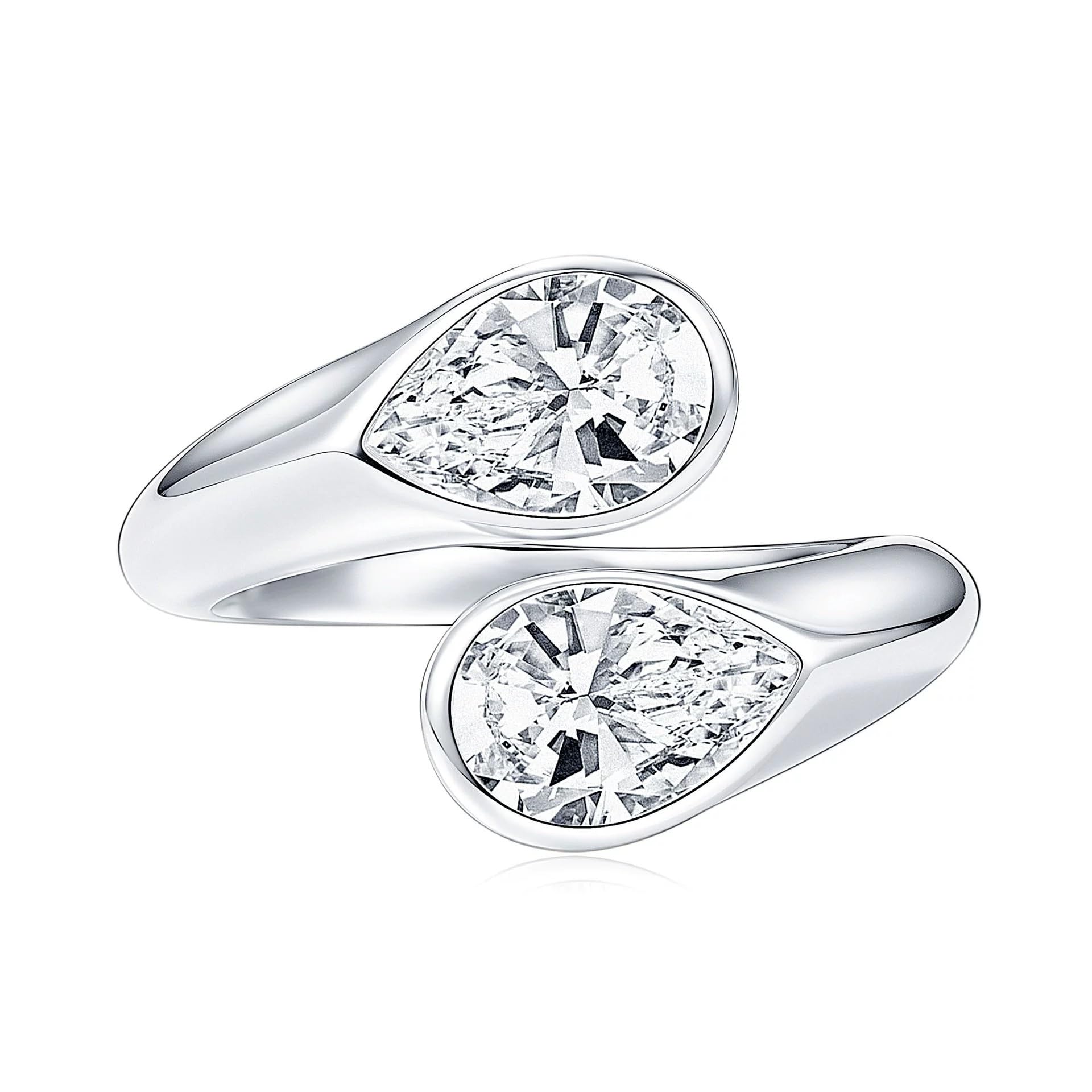 Anello Unisex in moissanite Placcato Oro a Fascia Aperta Geometrica | Anello in rame regolabile e impilabile Ideale come anello di fidanzamento fede o regalo per donna da indossare tutti(Silver)