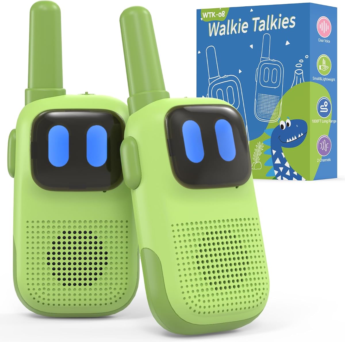 Holiky Toys para niñas de 3 a 12 años, Walkie-Talkies para niños, paquete de 2, 1000 pies de largo alcance con 2 canales, Walky Talky de mano para niños, juguetes electrónicos educativos al aire libre para acampar al aire libre, senderismo