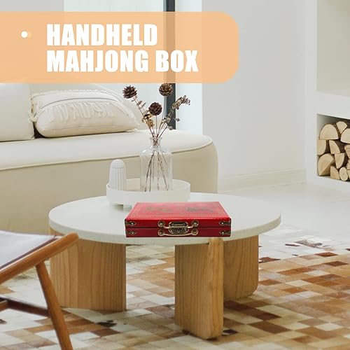 Miniatura 7 de VOSAREA Caja Mahjong de madera retro Mahjong caja Mahjong de mano Mahjong caja de regalo de embalaje Mahjong