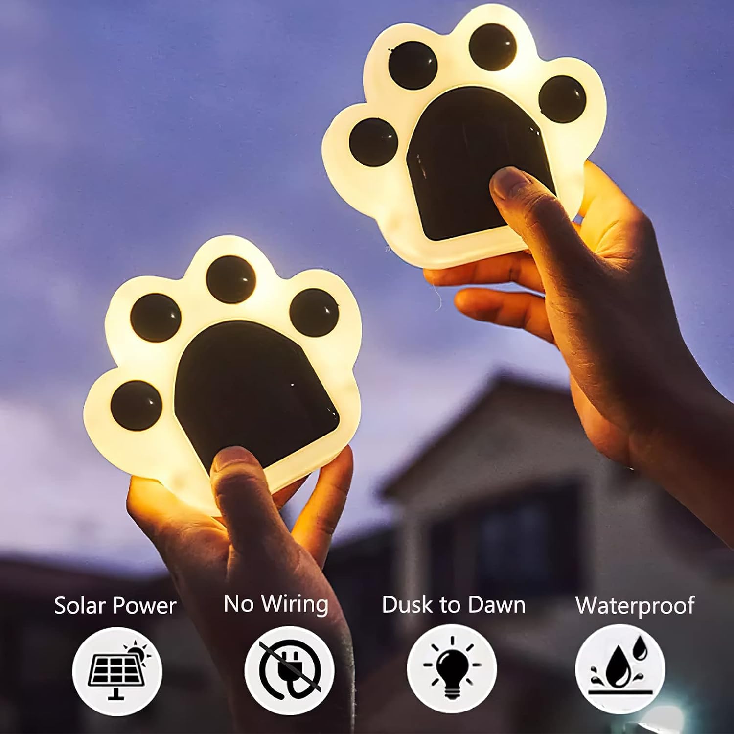 4Pack Led Paw Print Solar Lights Warm White Solar Paw Print Lights Outdoor Waterproof, Garden Lawn Landscape Path Yard image 3