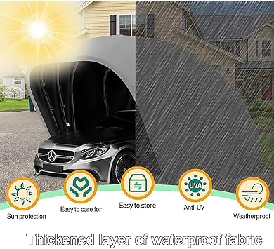 Hsurbtra Stainless Steel Retractable Carport,Foldable Retractable Car Awning, Semi-Automatic Durable Shelter,Mobile Folding Garage L5.9/5.5m * W 2.5m * H 2.3m