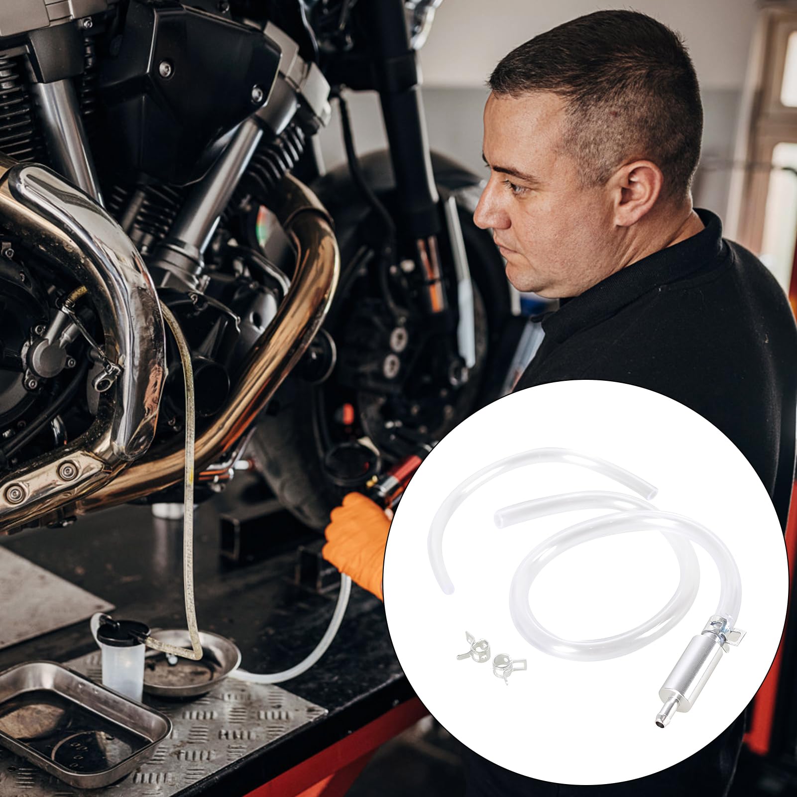 Kit Purgador de Travão para Motocicleta y Bicicleta, Mangueira de Purga Frenos Herramienta de Mantenimiento con Tubo Flexible y Cuerpo de Aluminio, Resistente a Corrosión, Fácil Instalación y Uso