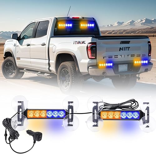 2 barras de luz estroboscópica LED, luces estroboscópicas intermitentes de emergencia de alta intensidad con 12 LED 22 modos intermitentes, luces