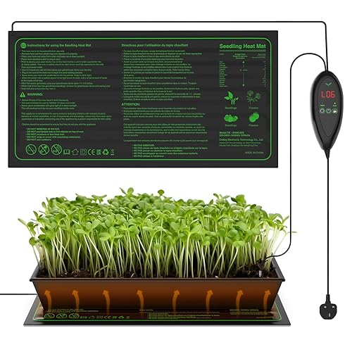 BELLA·BAYS Plant Heat Mat, Durable Waterproof Seed Germination Heating Mat, Warm Hydroponic Heating Pad UK Plug