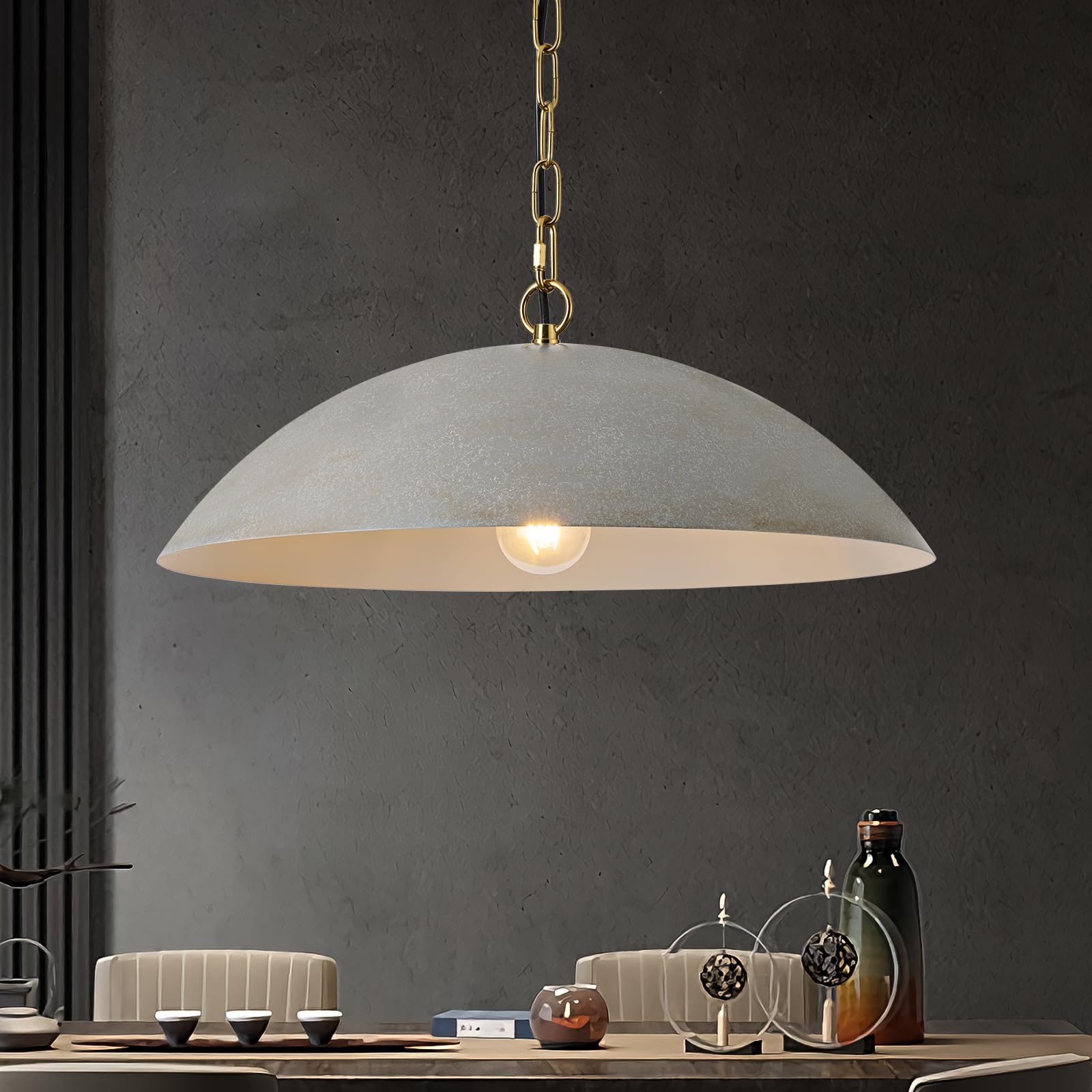 Photo 1 of Ludil 20" Kitchen Pendant Lighting Over Island, Gray Modern Large Pendant Light, Adjustable Hanging Ceiling Light for Kitchen Living Room Dining Room Bedroom Café