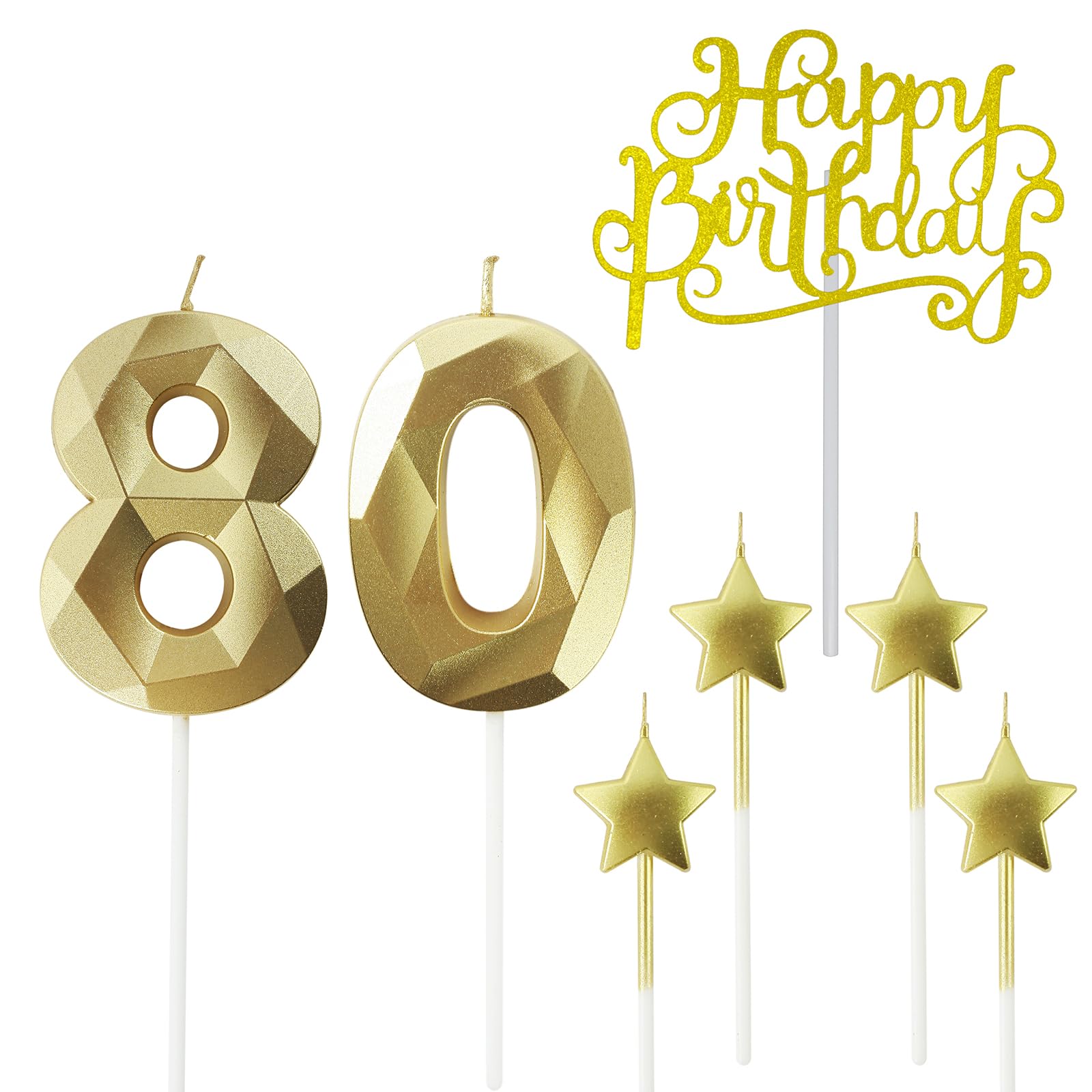 Photo 1 of NIJGNSUG 3D Diamond Digital Birthday Candles (Gold, 80)
