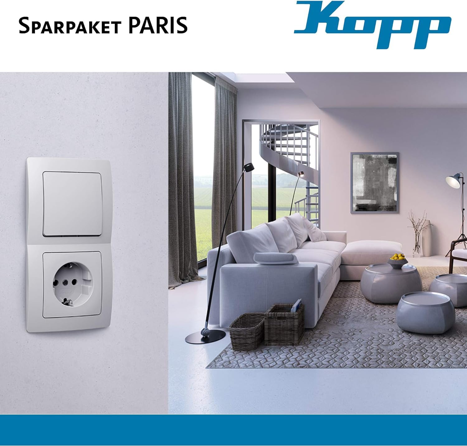 Kopp wandcontactdoos 2-voudig randaarde Safety voor enkele inbouwdoos HK07 Athenis arctic wit Kopp wandcontactdoos 2-voudig randaarde Safety voor enkele inbouwdoos HK07 Athenis arctic wit