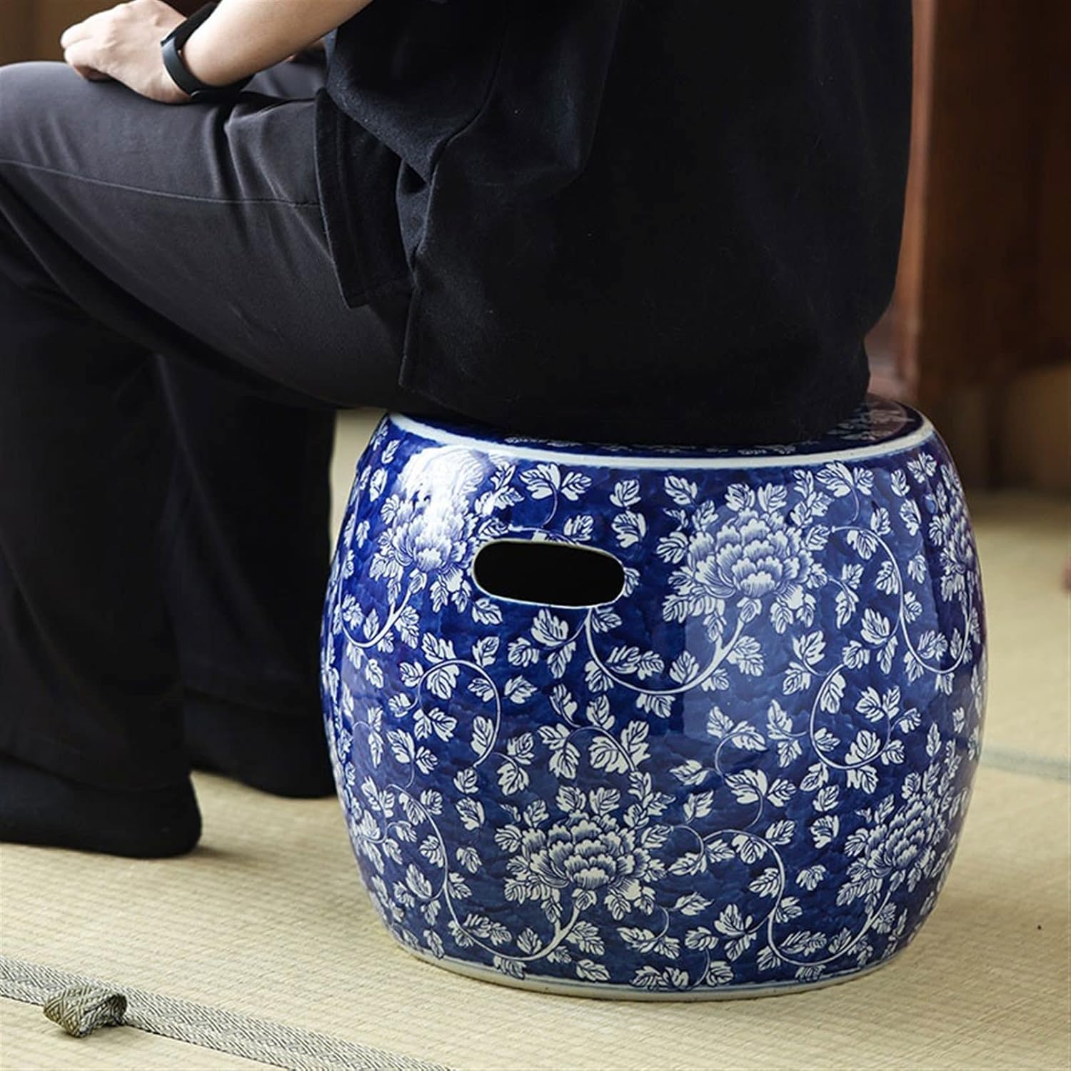 Decorative garden stools, Decorative Ceramic Garden Stool, Glazed Antique Celadon Low Stool, Suitable for Living Room, Garden, Shoe Changing Stool, Etc., HBJJ-987811