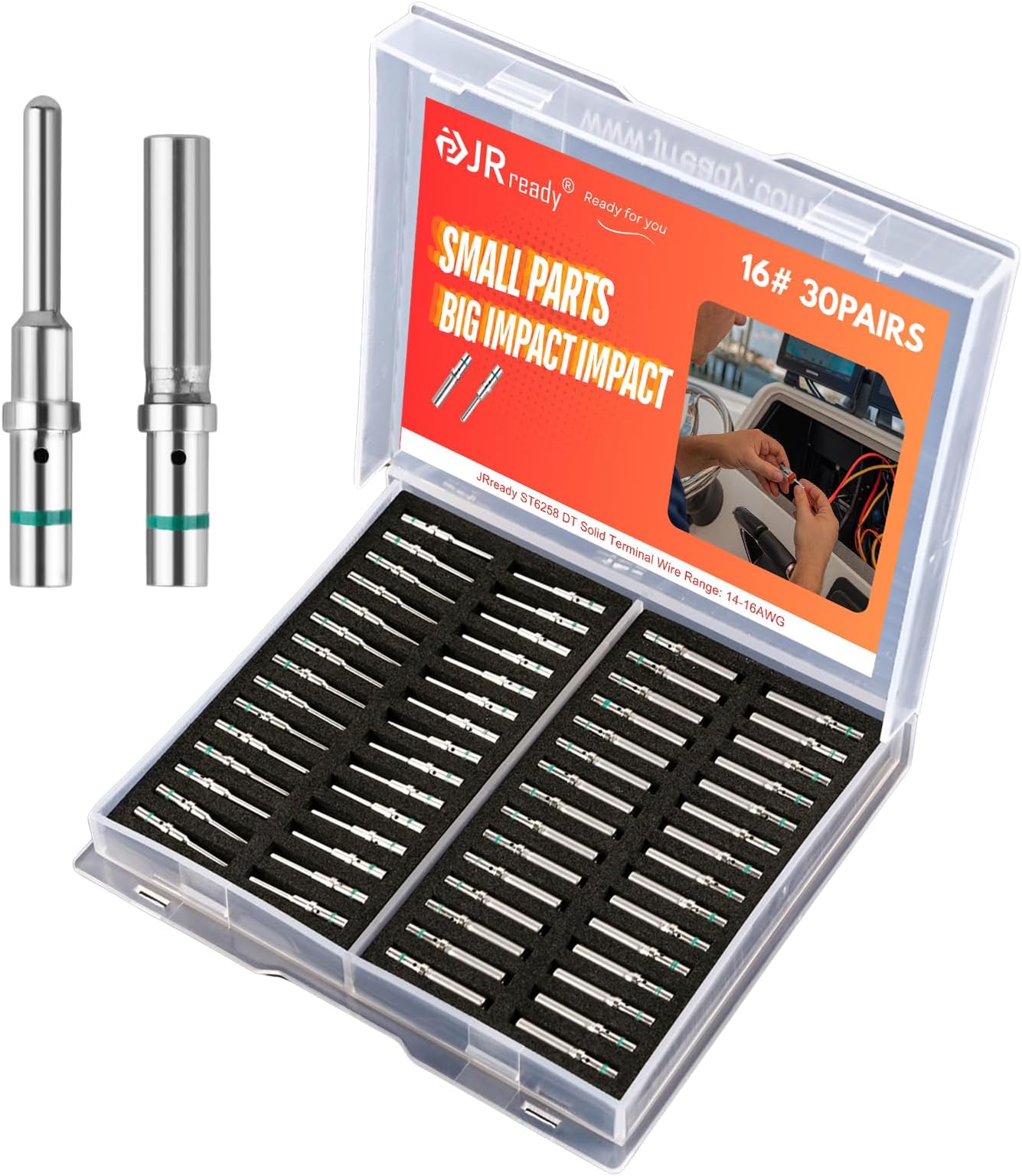 ST6258 DT Connector Solid Contacts Kit Size 16 Terminal KIT 30 PCS Male Pins 0460-215-16141 and 30 PCS Female Sockets 0462-209-16141 for 14-16 awg Wire Size